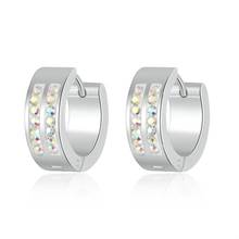 New Arrival Simple Color Crystal Stainless Steel Hoop Earring Women Men Jewelry Gift ZK30 2024 - buy cheap