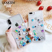 Fashion Diamond Quicksand Phone Cases For iPhone XS 11 Pro Max X XR 7 8 6 6s Plus Glitter Powder Moblie App Dynamic Liquid Case 2024 - buy cheap