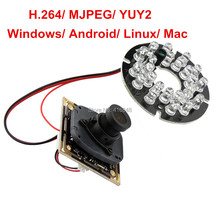Usb-камера ночного видения H.264 2MP 1080P 1 м USB-кабель + модуль камеры + объектив + 24 ИК светодиодный + ИК-отрезка 2024 - купить недорого