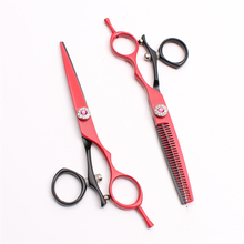 Tijeras profesionales de peluquería C9019, 6 ", 17,5 cm, JP 440C, Logo personalizado, giratorio rojo, tijeras de corte, herramienta de estilo 2024 - compra barato