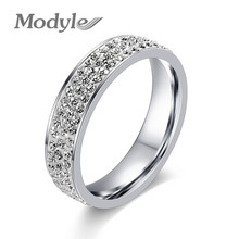 Modyle-anillo de compromiso de acero inoxidable para mujer, sortija de boda de cristal, Color dorado 2024 - compra barato