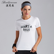 Camiseta feminina esportiva com manga curta, camiseta feminina justa para corrida e musculação 5735b 2024 - compre barato