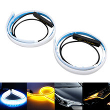 2PCS X 60cm 10W 3014SMD LED Switchback Headlight Sequential DRL Light Strip Tube White &Yellow Daytime Running Turn Signal Light 2024 - buy cheap