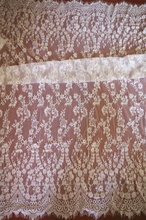 Tela de encaje Chantilly blanco de 3 yardas, tela de encaje francés con borde festoneado de pestañas, tela de encaje nupcial 2024 - compra barato