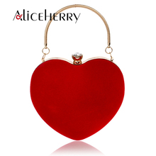 Bolsa feminina estilo coração vermelho/azul, bolsa de ombro com corrente de diamantes, bolsa de festa, casamento 2024 - compre barato