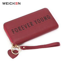 Forever Young Heart Pendant Wristband Wallet Women Letter Clutch Wallet Female Card Holder Ladies Coin Phone Purse Handbag NEW 2024 - buy cheap
