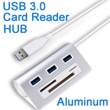 USB-разветвитель в алюминиевом корпусе, 5 Гбит/с, USB 3,0, USB 3,0, кардридер с поддержкой SD, Micro SD / TF, CF-карт, HS0023 2024 - купить недорого