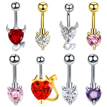 1PC Sexy Crystal Heart Navel Piercing Jewelry Stainless Steel  Dangle Belly Bars Belly Button Rings Body Jewelry Pircing 2024 - buy cheap