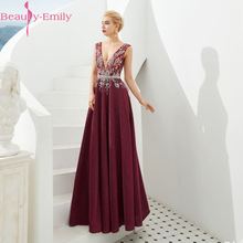 Beauty Emily Evening Dress Long 2020 V-Neck Sleeveless A-Line  Floor-Length Evening Party Prom Dress Formal Gowns 2024 - buy cheap