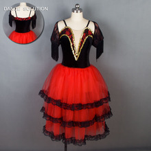 Vestido Rojo con llave inglesa para chicas adultas, tutú romántico largo de Ballet, leotardo, trajes de escenario, 19023 2024 - compra barato