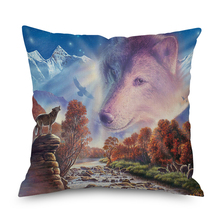 Funda de almohada de felpa, cojín decorativo de poliéster, estilo cuadrado, nórdica, Animal, Lobo, Delfín, 2 2024 - compra barato