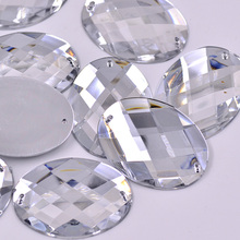 Прозрачные кристаллы JUNAO 30x40 мм, большие стразы для шитья, овальные Стразы, плоские кристаллы AB, аппликация, акриловые камни, камни для шитья, поделки 2024 - купить недорого