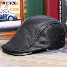 SILOQIN Autumn Winter Men's Genuine Leather Hat Sheepskin Warm Berets Adjustable Size Brands Tongue Caps For Men Chapeau En Cuir 2024 - buy cheap
