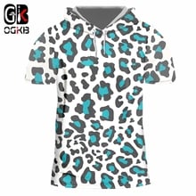 OGKB Hooded Tee Shirt Man Fashion Short Sleeve 3D Tshirt Print Blue Leopard Funny 5XL 6XL Costuming Hombre Summer Hoodie Tshirt 2024 - buy cheap