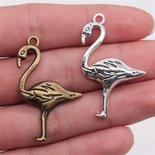 WYSIWYG 3pcs 40x24mm Flamingos Pendants Antique Silver Color Flamingos Charm Pendant Flamingos Charm 2024 - buy cheap