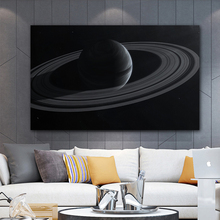 Goodecoração preto e branco lona arte na parede univers saturn parede fotos para sala de estar paisagem decoração da parede pintura 2024 - compre barato