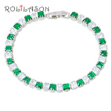 ROLILASON Gorgeous Deep Green Silver Charm Bracelets for Women Fashion Jewelry for Women TBS1079 2024 - buy cheap