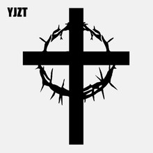 YJZT 10.9CM*13.9CM Jesus Christianity Cross Vinyl Car Sticker Decals Black/Silver C3-1488 2024 - buy cheap