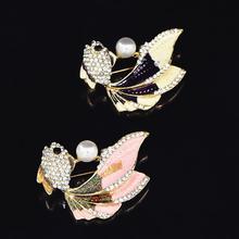 Goldfish Faux Pearl Rhinestone Collar Brooch Pin Lapel Clothes Jewelry 2024 - buy cheap