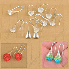 Free Shipping Wholesale 20PCS Lot Findings Bright 925 Sterling Silver Earring Bail Trumpet Hook Ear Wires For Swa Crystal 2024 - buy cheap