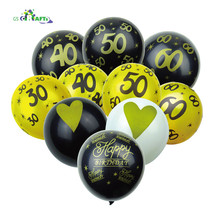 10pcs 12inch Happy Birthday Balloon 30 40 50 60 Anniversary Latex Balloons Wedding Anniversary Decor Birthday Supplies 2024 - buy cheap