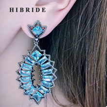 HIBRIDE Wholesale Beautiful Flower Shape Brazil Style Blue Cubic Zirconia Drop Earrings For Women Brincos Pendientes Mujer E-607 2024 - buy cheap