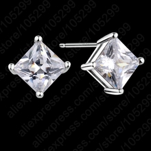 925 Sterling Silver CZ Top Quality Classic Square White Austrian Crystal Stud Earrings for Women Anniversary Gift Jewelry 2024 - buy cheap