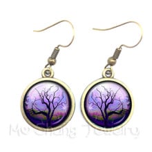 Dusk Tree of Life Earrings Glass Cabochon Jewelry Accessories For Women Creative Gift For Friends 2024 - buy cheap