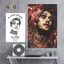 Noog lil peep arte da parede poster quadros de parede hiphop posters e cópias da lona quadros para nordic sala estar decoração 2024 - compre barato