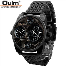 Brand OULM Men Luxury stainless steel Strap Japan Movt Quartz Watch 2 Time Zone Large Dial Watches Big Wrist Relogios Masculino 2024 - buy cheap