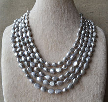 100%-collar largo de perlas de agua dulce, Color gris, 7x10mm, 100 pulgadas, forma Barroca 2024 - compra barato