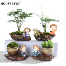 Succulents Flower Pots Ceramic Creative Green Plant Mini Cute Desktop Monk Flowerpot with Cartoon Figures Garden Micro Landscape 2024 - buy cheap