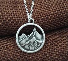 1pcs Lovely round pendant Pine Tree charm under the mountain necklace camping jewelry Outdoor Jewelry Gifts for Campers 2024 - buy cheap