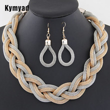 Kymyad Bijoux de Color dorado para mujer, cadena de declaración de lujo, juegos elegantes de joyería, collar, pendientes, conjunto de accesorios de fiesta para mujer 2024 - compra barato