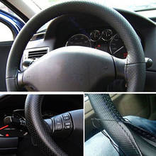 1pc Black DIY Car Steering Wheel Cover With Needles and Thread Genuine Artificial leather 2024 - buy cheap