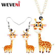 WEVENI Statement Acrylic Anime Giraffe Jewelry Sets Earrings Necklace Lovely Animal Charms Gift For Women Girls Teen Accessories 2024 - buy cheap