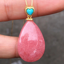 Wholesale Red Rhodochrosite Natural Stone Pendants Water Drop Pendant Necklace Beauty for Women Stone Jewelry 2024 - buy cheap