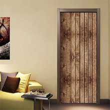 77x200 см 3D старые деревянные дверные наклейки для гостиной спальни ПВХ Самоклеящиеся обои домашний декор водонепроницаемые настенные наклейки 2024 - купить недорого