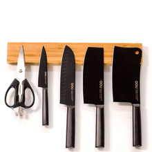 Kitchen magnetic attraction iron knife holder home knife holder storage wall hanging wood rack 2024 - buy cheap