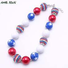 MHS.SUN Cute Forth July Kids Girls Chunky Beads Necklace Baby Child Beads Necklace Chunky Jewelry For Festival Party Gift 2024 - buy cheap