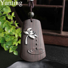 Yanting Vintage Ebony Wood Pendant Necklace Ethnic Fish Flower Leaf Style Women Necklace Simple Design Sweater Chain 0130 2024 - buy cheap