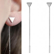 European and American fashion new simple gold and silver triangle metal chain earrings with tassels elegant earrings jewelry who 2024 - buy cheap