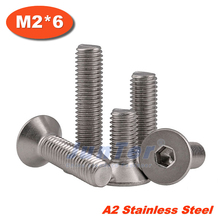1000pcs/lot DIN7991 M2*6 Stainless Steel A2 Flat Socket Head Cap Screw 2024 - buy cheap