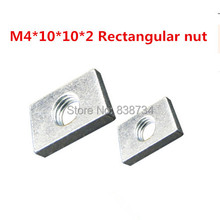 100pcs m4*10*10*2.5 steel with white zinc rectangular nut square nut for aluminium profile accessories 2024 - buy cheap