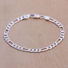 H219 Wholesale! 925 jewelry silver plated bracelet 925 jewelry jewelry charm bracelet 6mm Flat Bracelet 2024 - buy cheap