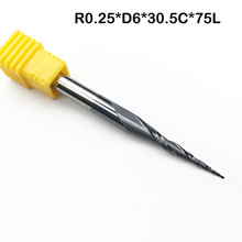 2pcs/lot R0.25*D6*30.5*75L*2F HRC55 Tungsten solid carbide Tapered Ball Nose End Mills Bit cone milling cutter wood knife tools 2024 - buy cheap