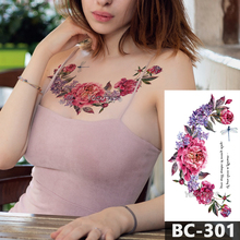 1 Sheet Chest Body Tattoo Temporary Waterproof Jewelry Pink Purple Flowers Dragonfly Pattern Decal Waist Art Tattoo Sticker 2024 - buy cheap