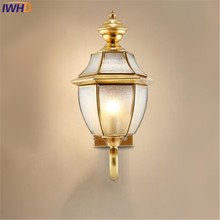 Iwhd-luz de led para área externa, luminária vintage de parede em cobre, estilo vintage simples, para varanda, corredores e banheiro 2024 - compre barato