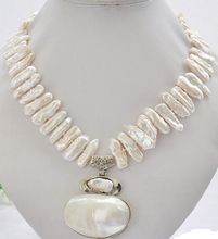 Ожерелье из пресноводного жемчуга, подвеска с белыми пресноводными жемчужинами, «Бива»,> 17» 25 мм 2024 - купить недорого