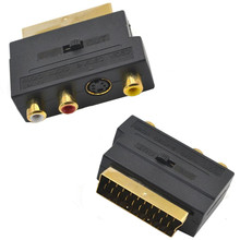 Adaptador de M-F de Audio y vídeo RGB SCART macho a 3 RCA hembra AV, convertidor para TV VCR 2024 - compra barato